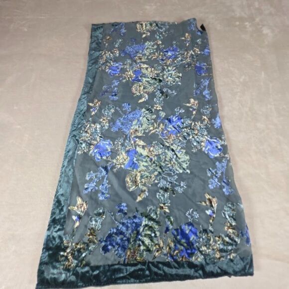 Torrid Size 1/2 Green Blue Open Front Duster Poncho Floral Velvet Burnout Print - Picture 10 of 10